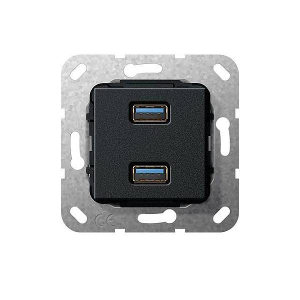 Gira USB 3.0 A 2fach sw matt 568410