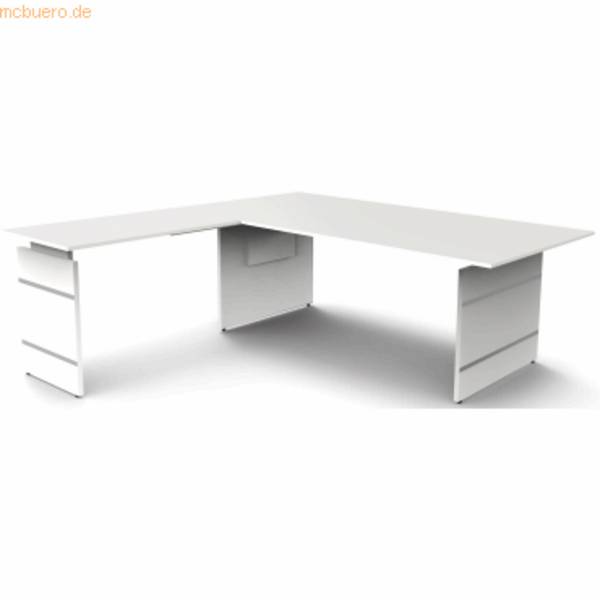 Schreibtisch Form4 200 Wangen-Gestell 200x100x68-76cm / Anbau 120x80cm weiß