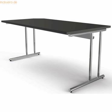 Schreibtisch Artline Holzdekor C-Fuß 160x80x68-82cm anthrazit-0