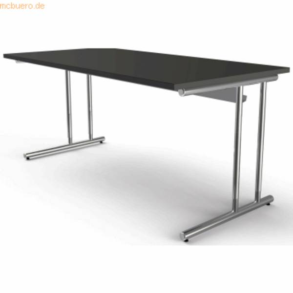 Schreibtisch Artline Holzdekor C-Fuß 160x80x68-82cm anthrazit