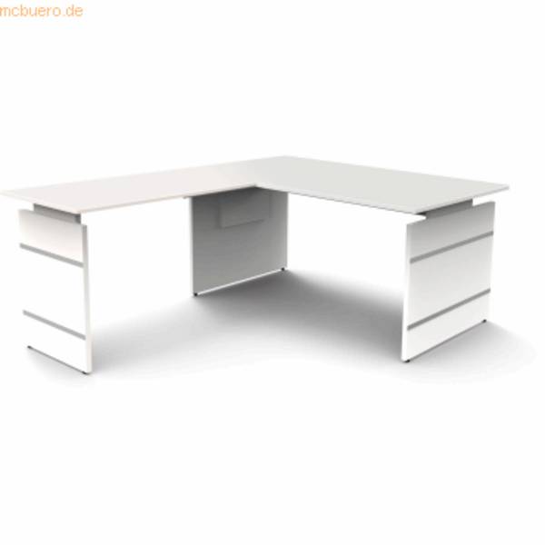 Schreibtisch Form4 160 Wangen-Gestell 160x80x68-76cm / Anbau 100x60cm weiß