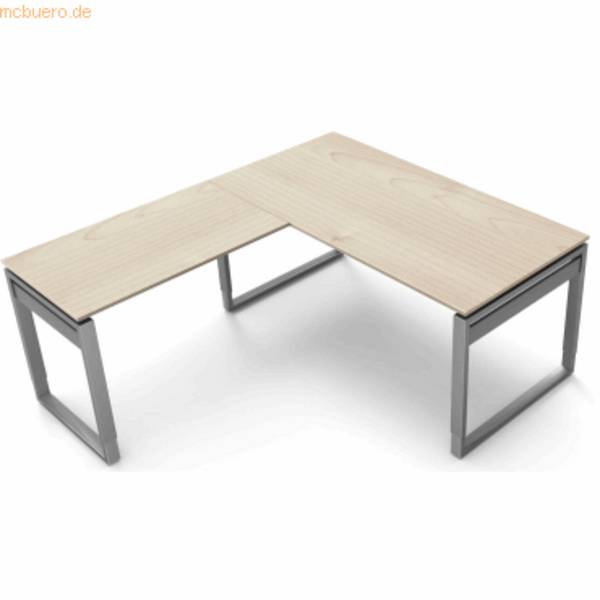 Schreibtisch Form5 160 Bügel-Gestell 160x80x68-82cm / Anbau 100x60cm ahorn