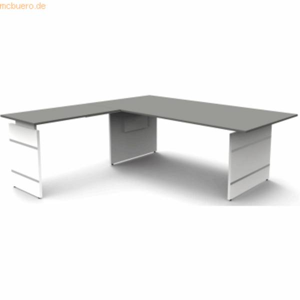 Schreibtisch Form4 200 Wangen-Gestell 200x100x68-76cm / Anbau 120x80cm grafit