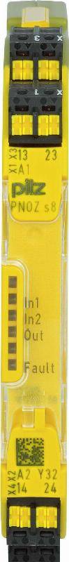 Pilz PNOZ s8 C Sicherheitsrelais 24V dc, 2 Sicherheitskontakte, 1 Hilfsschalter, Automatisch EN 60947-5-1, EN 61000-6-2,-0