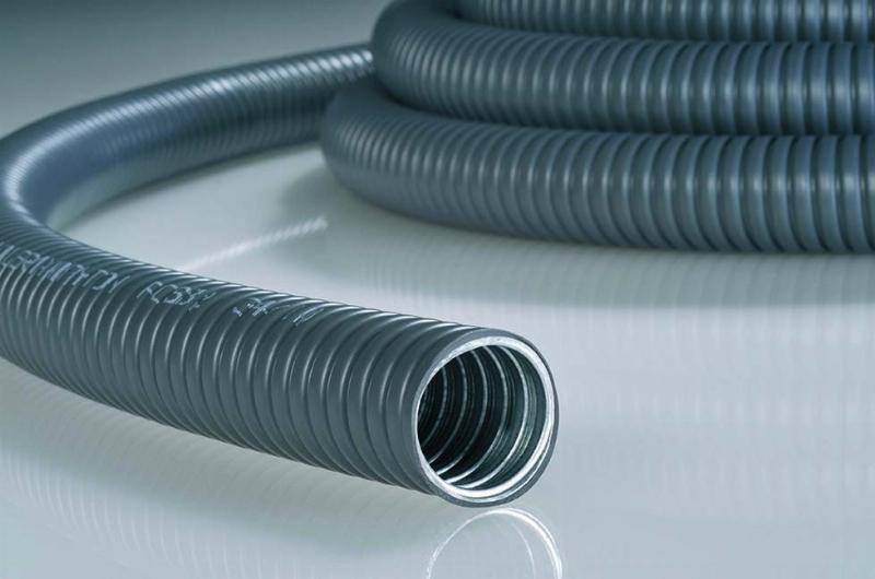 10 Meter HellermannTyton Stahl-Schutzschlauch PCS75-GS/PVC-GY-10M