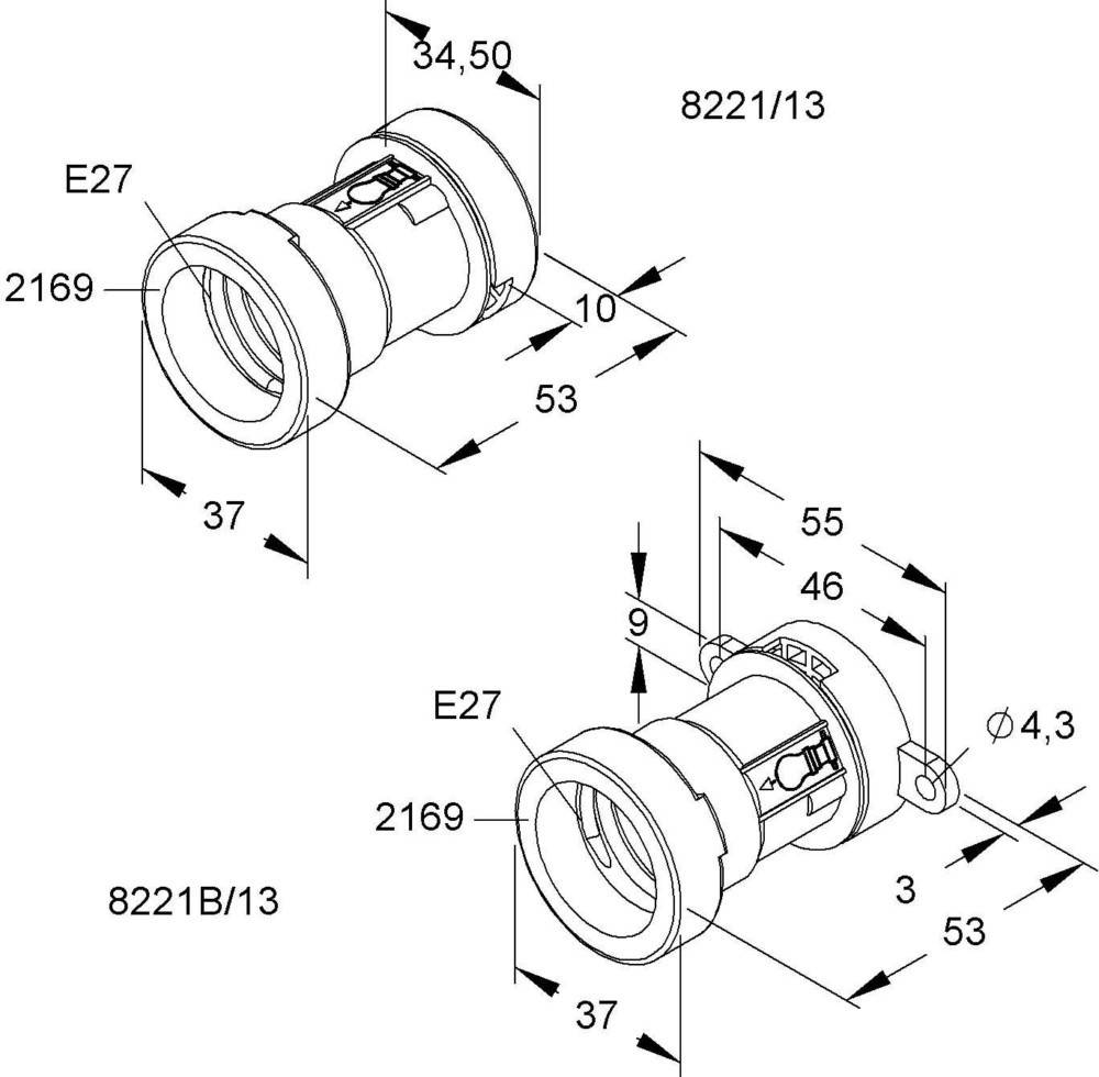 HKL Illu-Fassung E27 IP44 8221/13-1