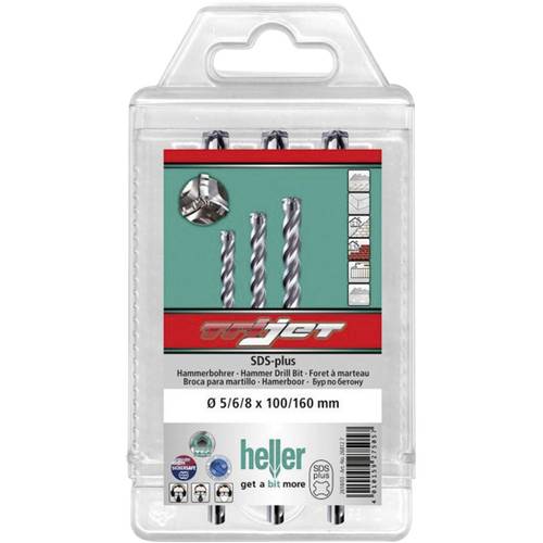 Heller TriJet 26812 7 Hartmetall Hammerbohrer-Set 5 mm, 6 mm, 8 mm SDS-Plus 1 Set