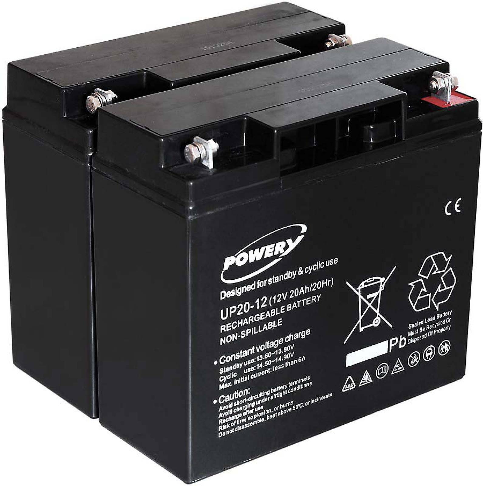Powery Blei-Gel Akku für USV APC Smart-UPS SMT1500I 20Ah (ersetzt auch 18Ah), 12V, Lead-Acid-0