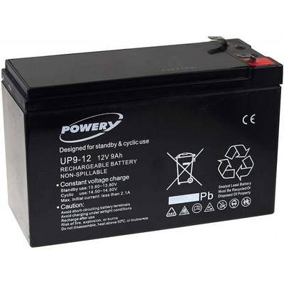 Powery Blei-Gel-Akku für USV APC Back-UPS BK500EI 9Ah 12V (ersetzt auch 7,2Ah / 7Ah), 12V, Lead-Acid