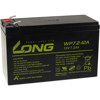 KungLong Bleiakku MP7,2-12B VdS kompatibel mit Panasonic Typ LC-R127R2PG1, 12V, Lead-Acid