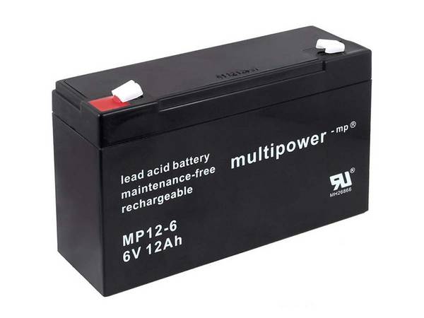 Powery Ersatzakku für USV Notstrom Notbeleuchtung 6V 12Ah (ersetzt auch 10Ah), 6V, Lead-Acid