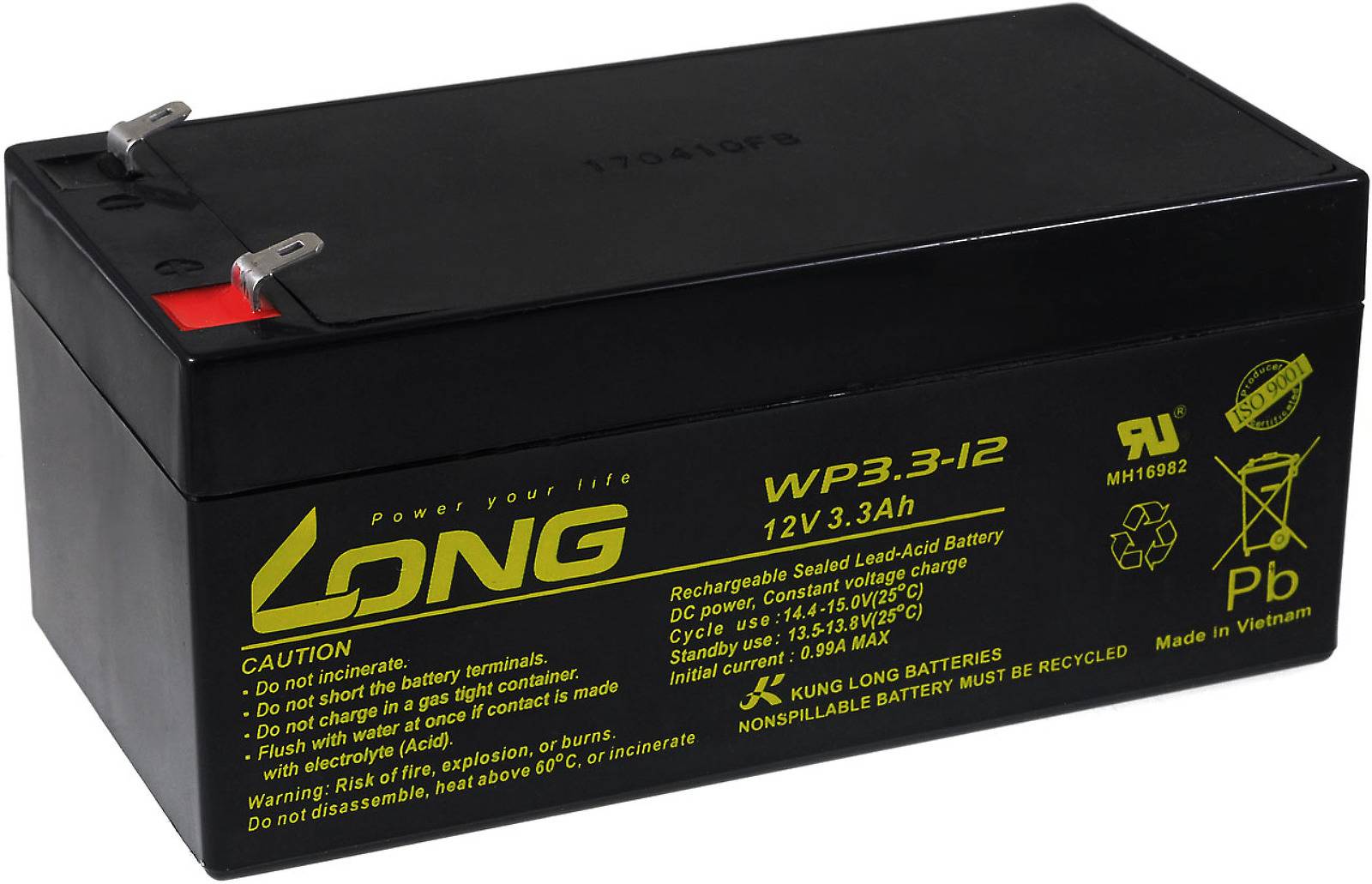 KungLong Bleiakku WP3.3-12 kompatibel mit Panasonic LC-R123R4PG, 12V, Lead-Acid-0