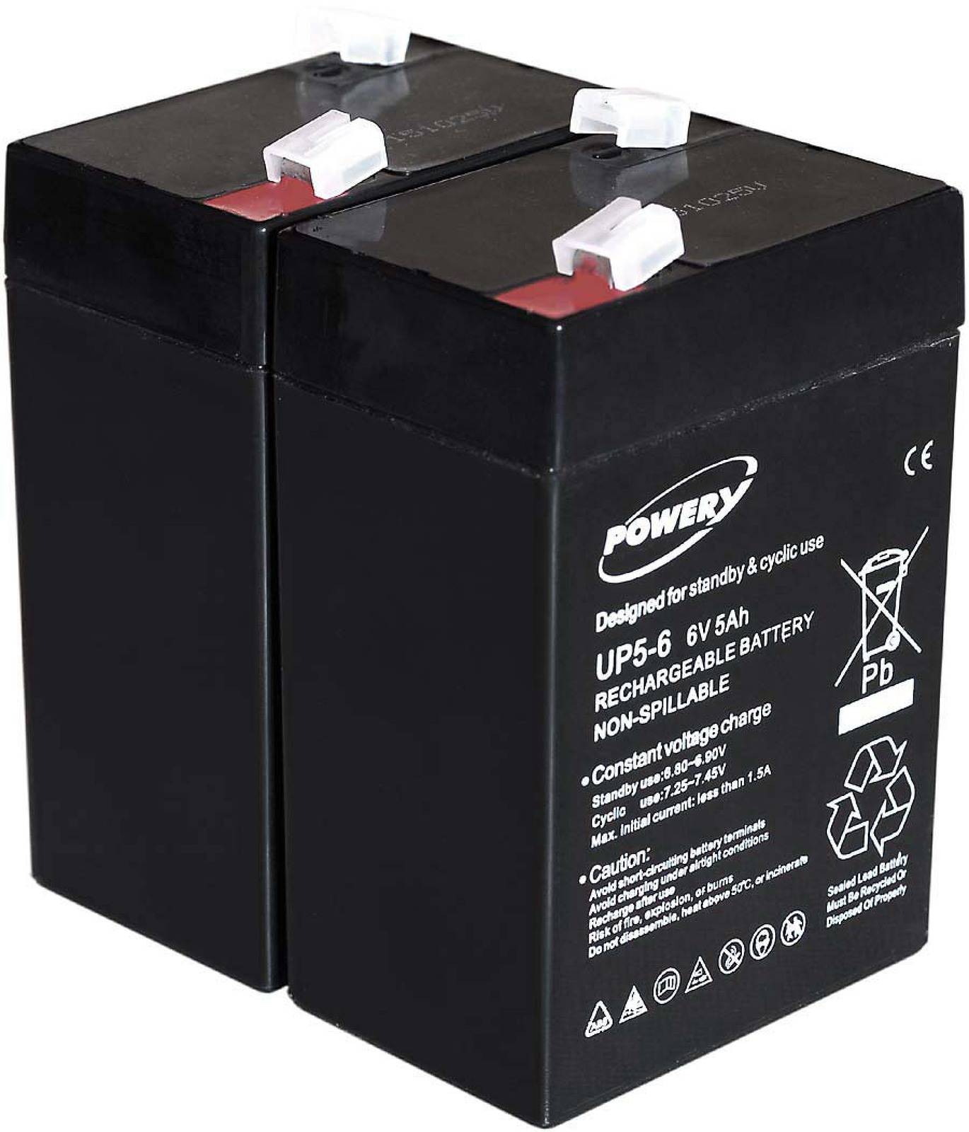 Powery Blei-Gel Akku für YUASA NP4-6 6V 5Ah (ersetzt auch 4Ah 4,5Ah), 6V, Lead-Acid-0