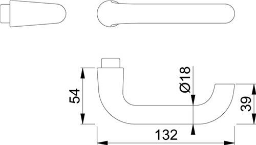 Türdrückerpaar Paris 138L Alu.F1 o.Rosetten 4-KT.8mm HOPPE-2