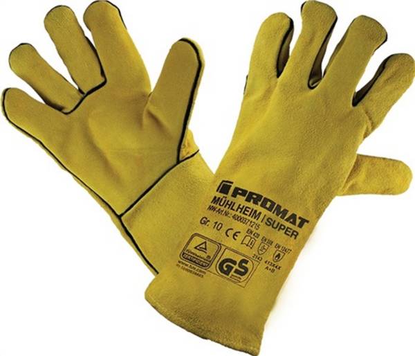 Schweißerhandschuhe Mühlheim I Super Gr.10 gelb Qualitäts-Rindspaltleder 6 PA
