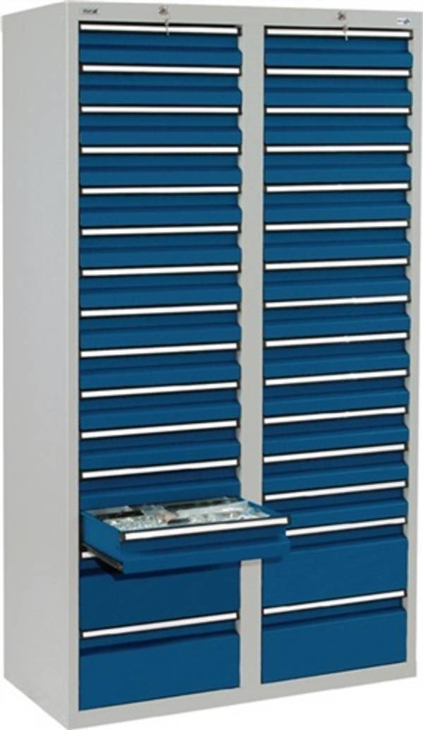 Schubladenschrank H1800xB1000xT500mm lichtgrau 18x100,8x200mm Schubl.
