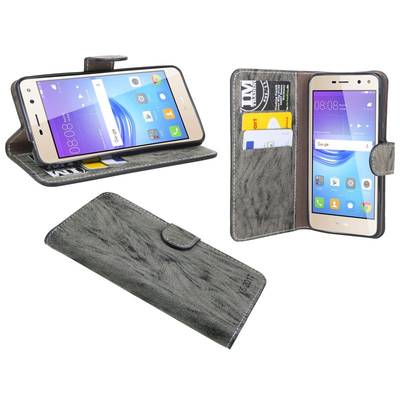 Huawei Y6 2017 Handyhülle Tasche Flip Case Smartphone Schutzhülle Anthrazit