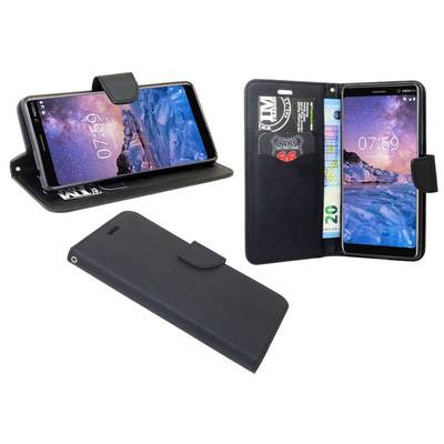 Nokia 7 Plus Handyhülle Tasche Flip Case Smartphone Schutzhülle Schwarz