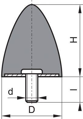 Gummi-Metall-Puffer parabelförmig Typ D D115xH136 M16x42 NR55-0