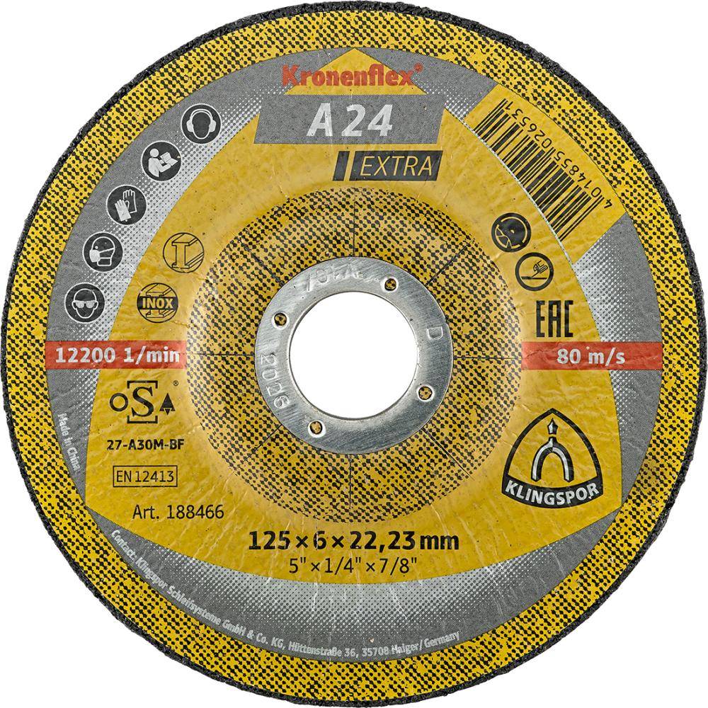 Schruppscheibe gekröpft A24 Extra 125x6mm KLINGSPOR - Artikel: 4014855026531-0