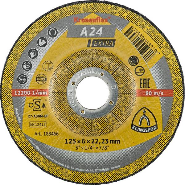 Schruppscheibe gekröpft A24 Extra 125x6mm KLINGSPOR - Artikel: 4014855026531