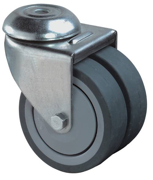 Apparatedoppelrolle, Ø 75mm, 80kg, Radbreite 2x24mm, B101.A85.075-1