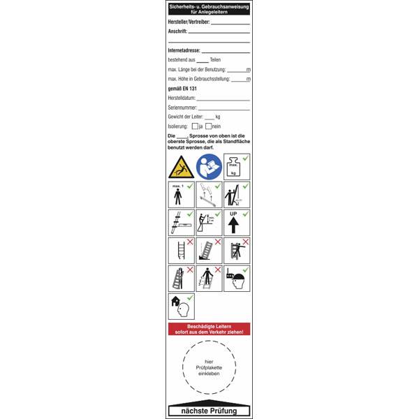 Grundplakette für Anlegeleitern, 2 St. / Bogen, 5,0 x 24,0 cm-0