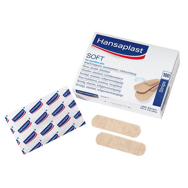 Wundversorgung Pflaster, Hansaplast SOFT, Hypoallergener Wundschnellverband, 1,9x7,2 cm, 100 Stück-0