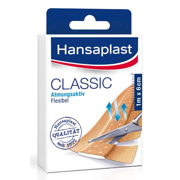 Wundversorgung Schnellversorgung, Hansaplast Classic,Textilplaster, 1 m x 6 cm