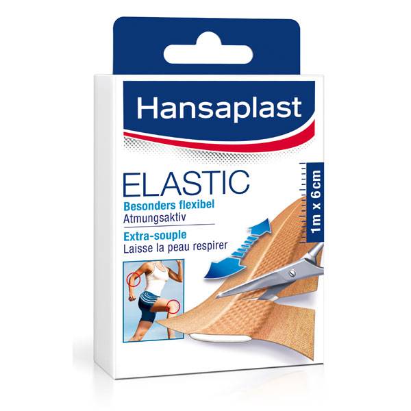 Wundversorgung Schnellversorgung, Hansaplast Elastic, elastisches Textilmaterial, 1 m x 6 cm