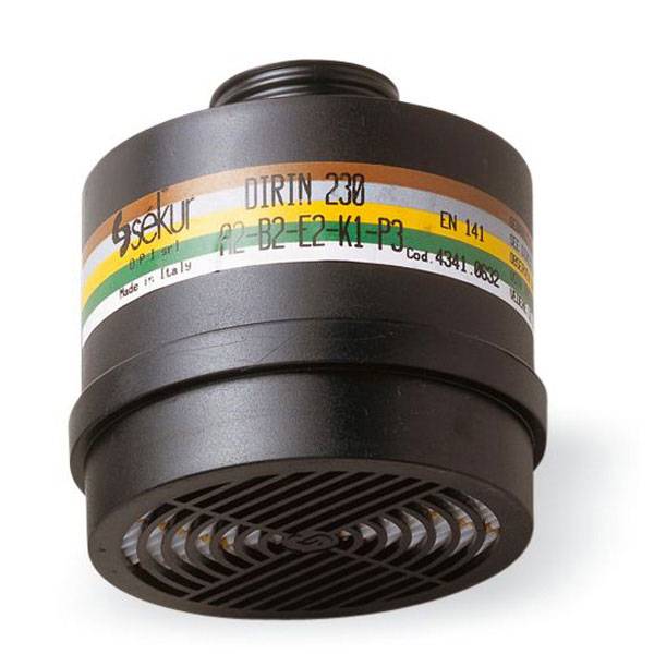 Atemschutz Mehrbereichsfilter, Mehrbereichs-Kombifilter DIRIN 230 A2 B2 E2 K2-P3R D, DIN EN 14387-0