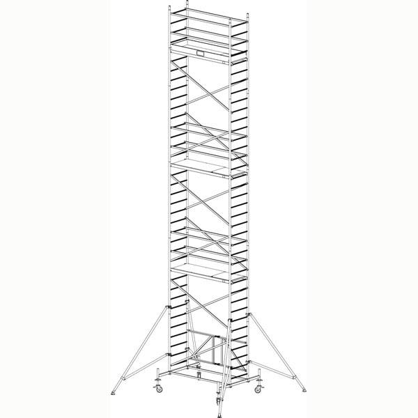 Faltgerüst,Arbeits H 10,8m,Gerüst H 10m,Bühne BxT 2000x600mm,Alu-0