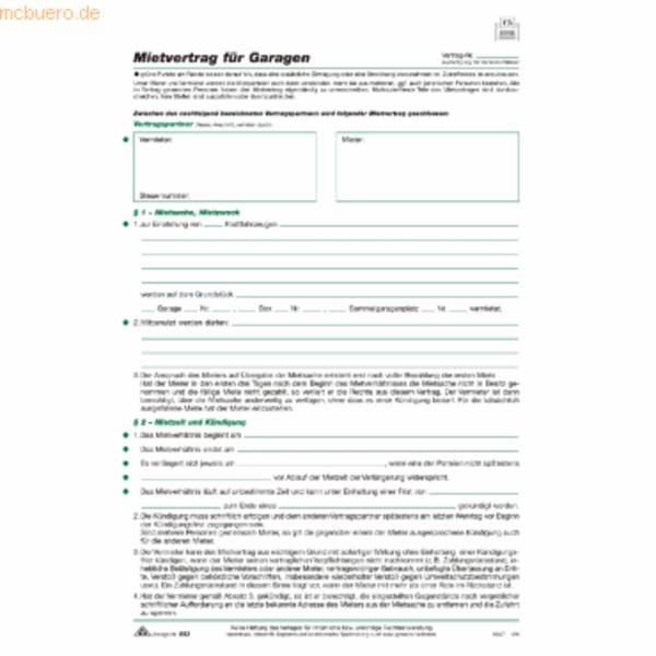 Garagen-Mietvertrag 4 Seiten