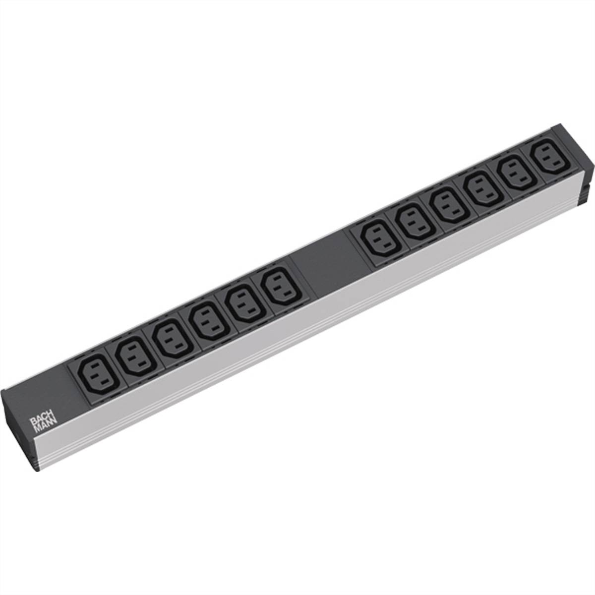 Aluminium 19"-Steckdosenleiste 8fach C13 2 m für 19" Schränke C20-Stecker 