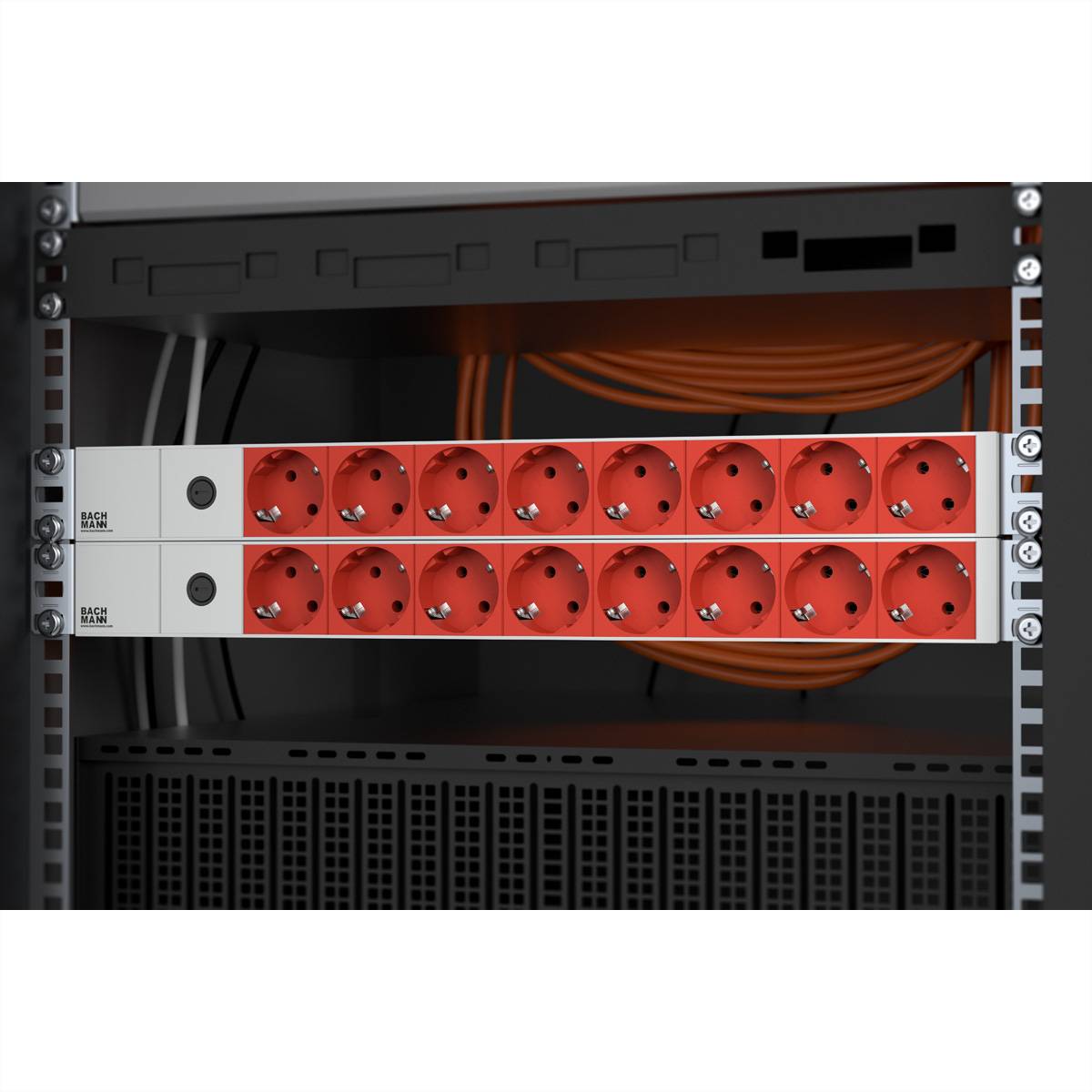 Bachmann 48.26cm Steckdosenleiste 8xCEE7/3 C14-Stecker Alu L 8m - (Offline-) USV - 2.300 W-1