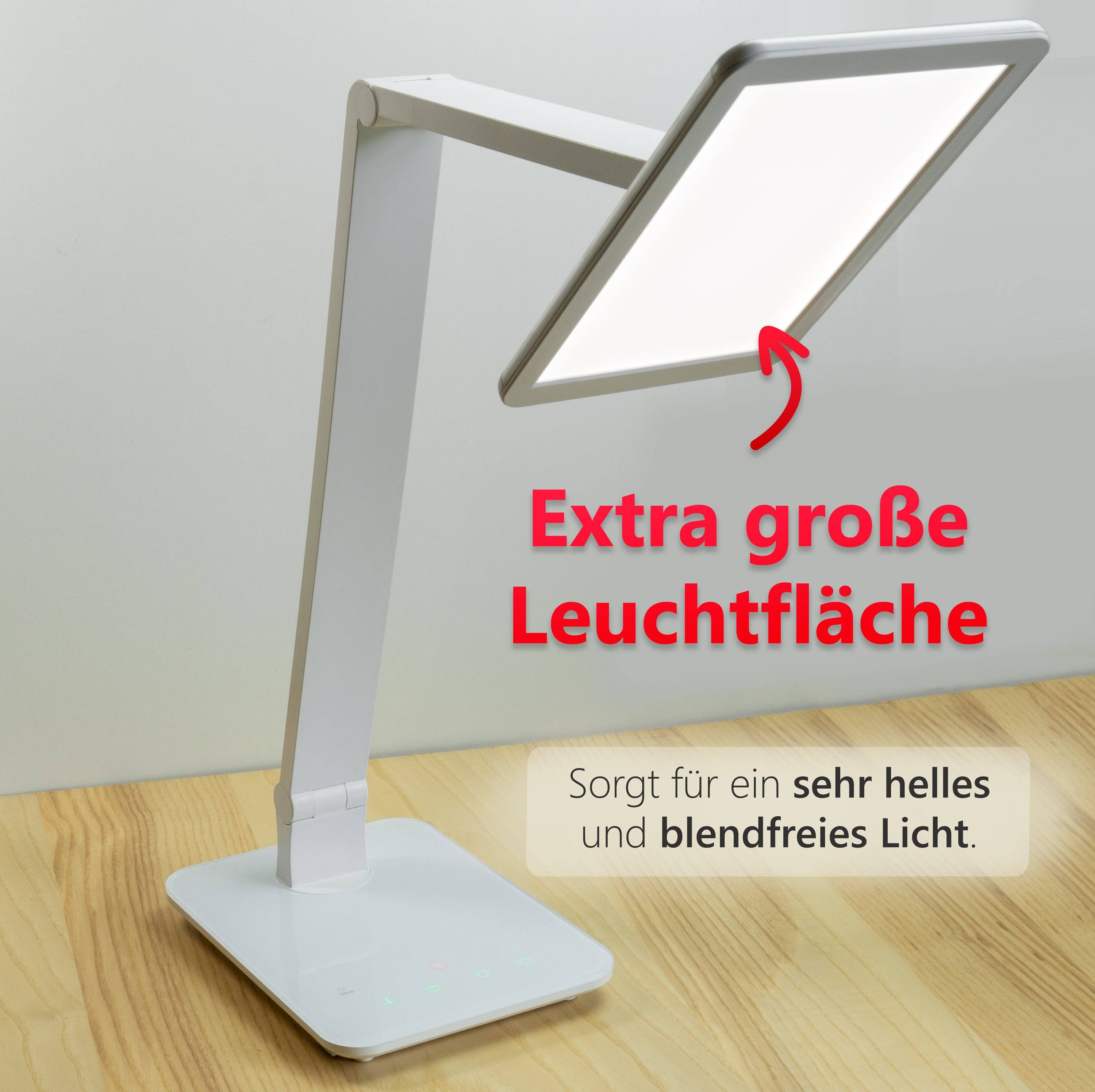 FeinTech LTL00100 LED Schreibtisch-Lampe dimmbar Smarttouch USB weiß-1
