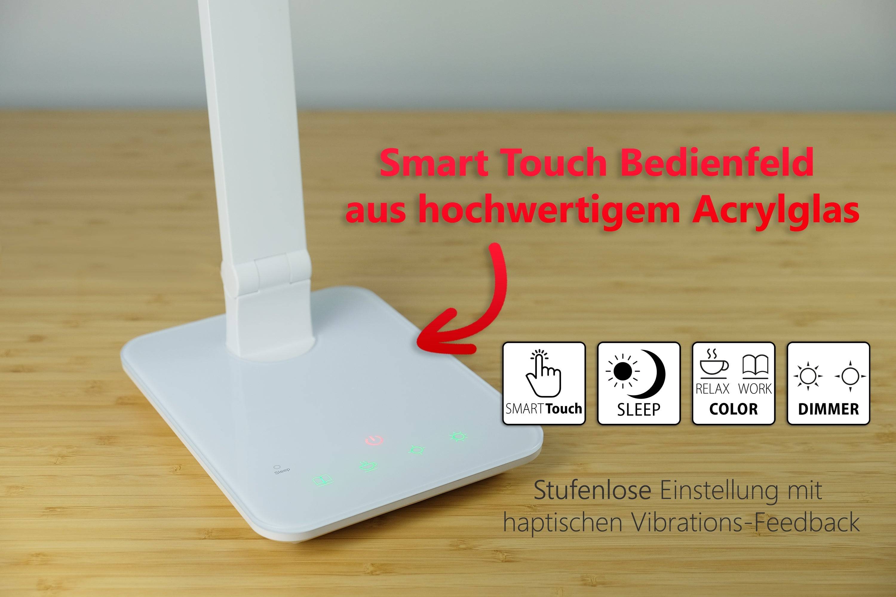 FeinTech LTL00100 LED Schreibtisch-Lampe dimmbar Smarttouch USB weiß-2
