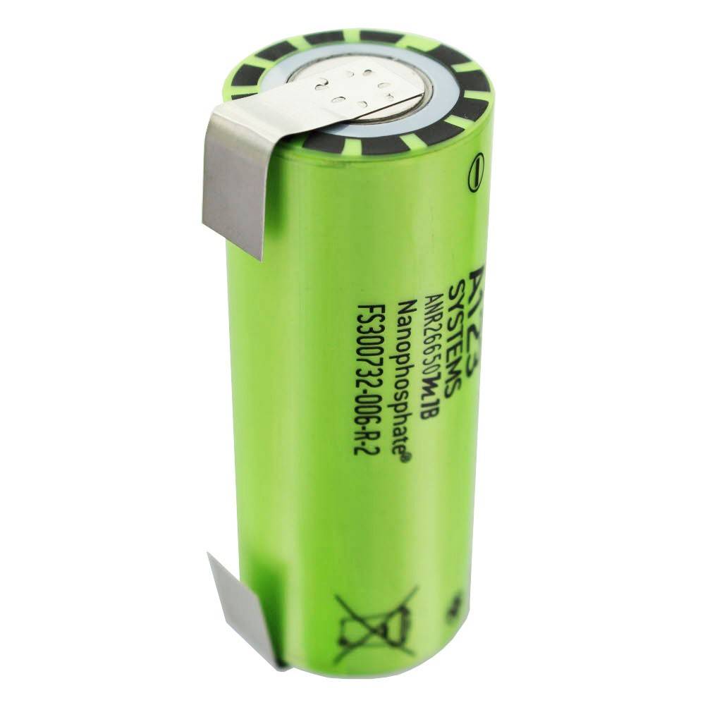 A123 ANR26650M1B 2500mAh 3,3V LiFePo4 Akku mit Lötfahnen U-Form, ungeschützt, 26,25x65mm-0