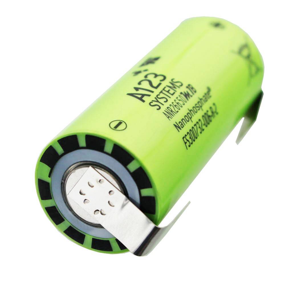 A123 ANR26650M1B 2500mAh 3,3V LiFePo4 Akku mit Lötfahnen U-Form, ungeschützt, 26,25x65mm-1