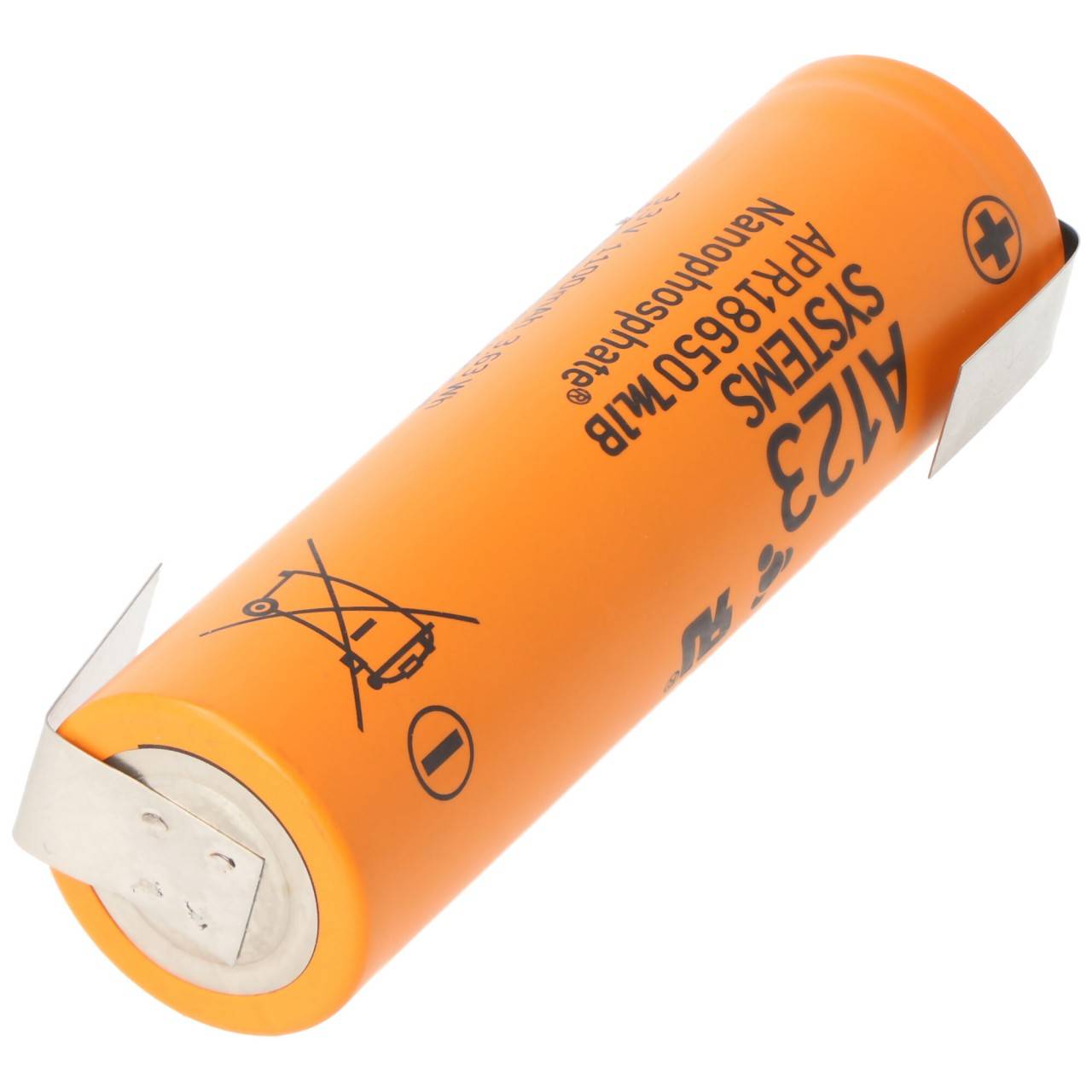 A123 APR18650M-A1 1100mAh 3,3V LiFePo4 Akku mit Lötfahne Z-Form 64,95x18,2mm-2