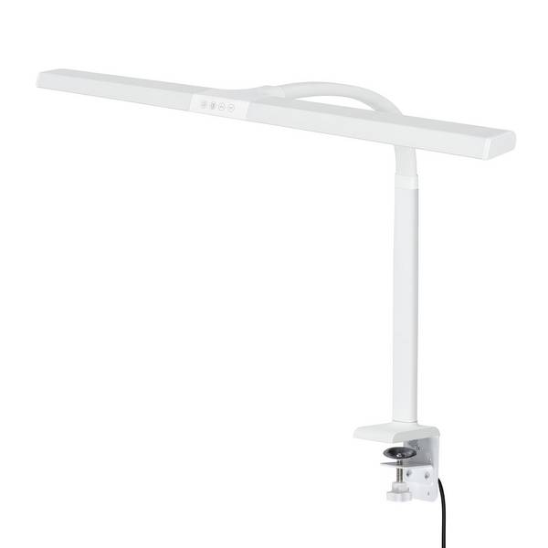 FeinTech LTL00320E LED Schreibtisch-Lampe 80 cm dimmbar Klemmfuß weiß