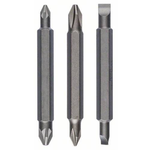 Doppelklingenbit-Set, 3-teilig, PH1, PZ1, S 0,6x4,5, PH2, PZ2, S1,0x5,5, 60 mm