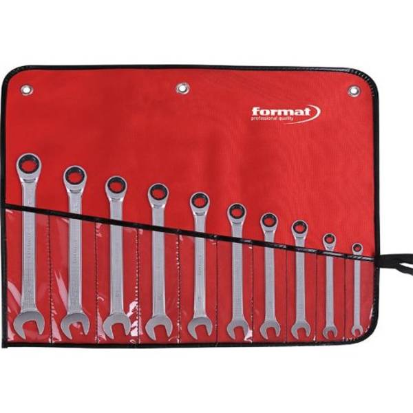 Ratschenschlüssel-Satz gerade 8-24mm 10-teiligin Rolltasche FORMAT