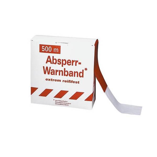 Gelber Absperrband - 500 m / rot-weiß, Flatterband, Warnband, Sicherungsband, reißfest
