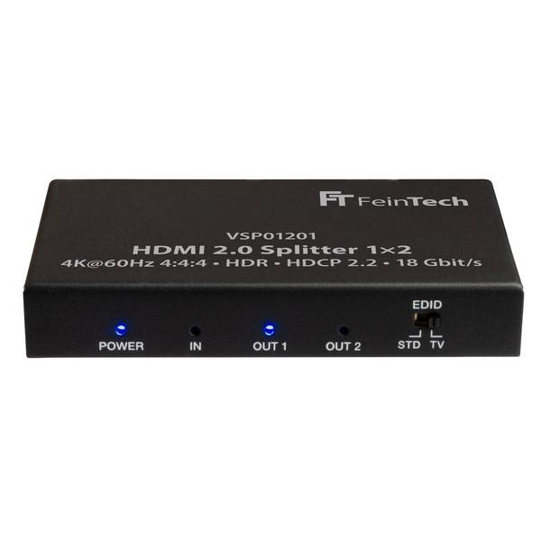 FeinTech VSP01201 HDMI 2.0 Splitter 1 In 2 Out mit Downscaler 4K