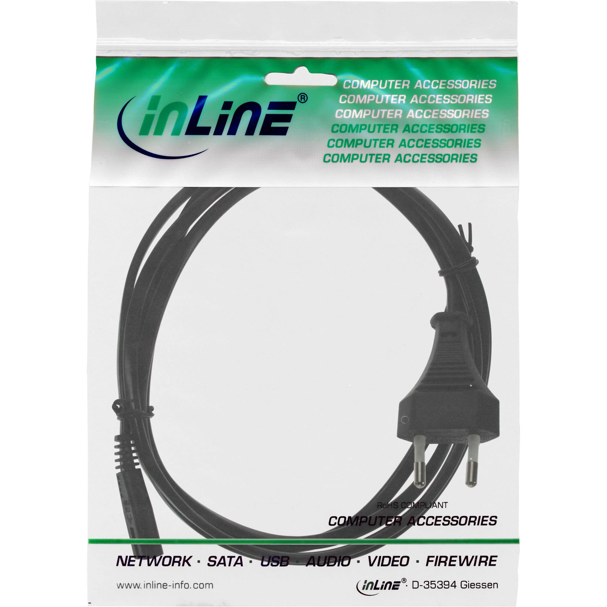 InLine® Netzkabel, Netzstecker CEE7/16 Italien auf IEC-C7 Stecker, schwarz, 1,8m-1