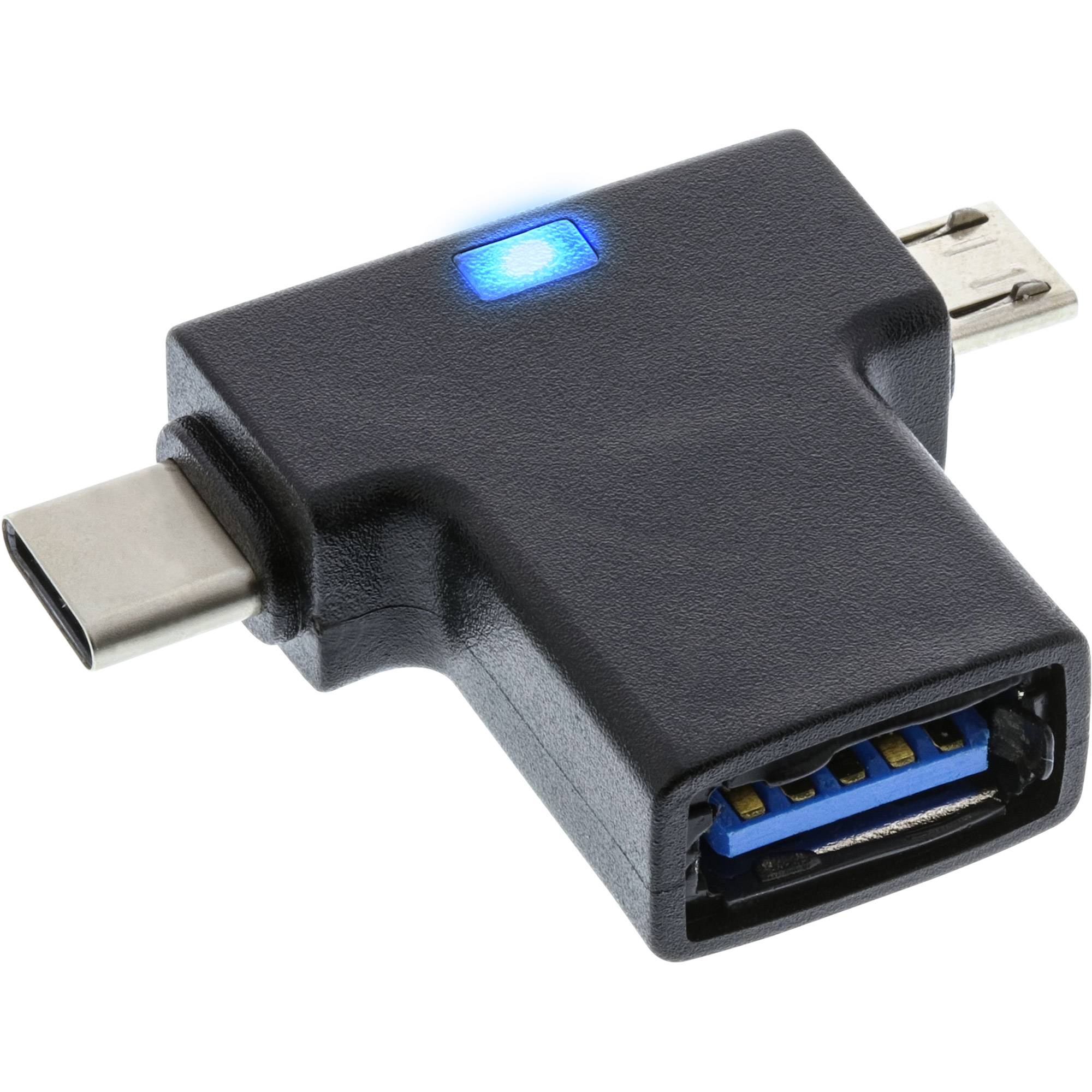 InLine® USB 3.1/2.0 T-Adapter, USB-C Stecker oder Micro-USB an A Buchse-1