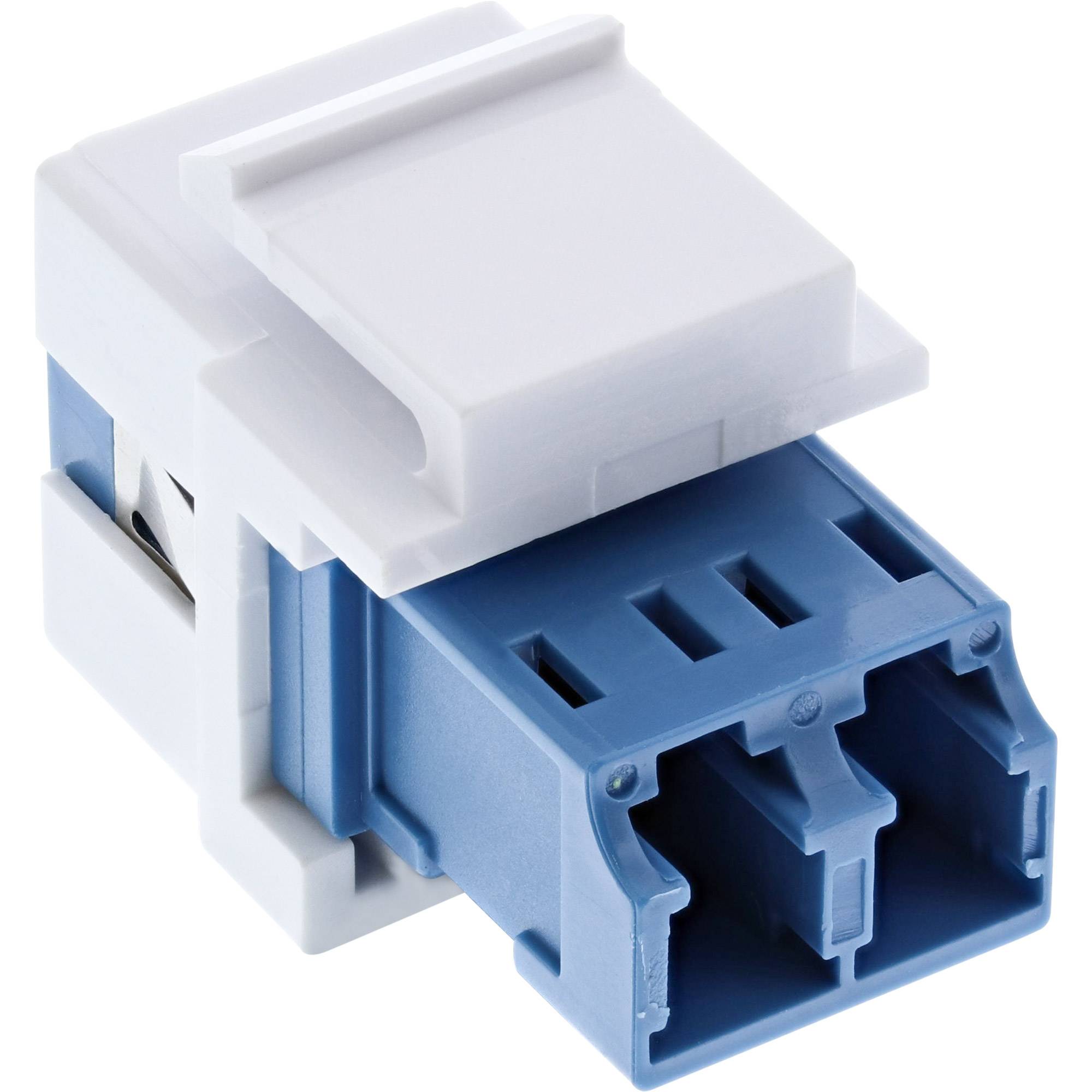 InLine® LWL Keystone Snap-in Kupplung weiß, Duplex LC/LC, SM, blau, Keramikhülse-1