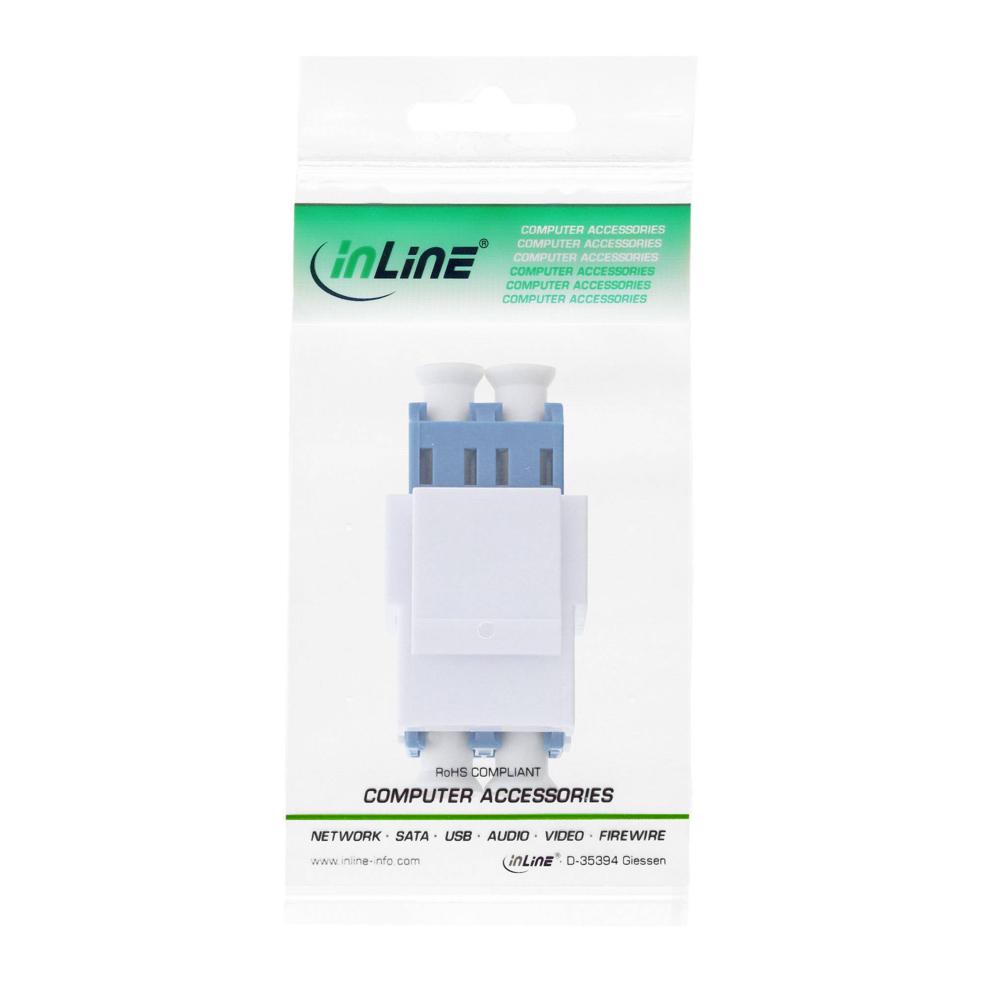 InLine® LWL Keystone Snap-in Kupplung weiß, Duplex LC/LC, SM, blau, Keramikhülse-2