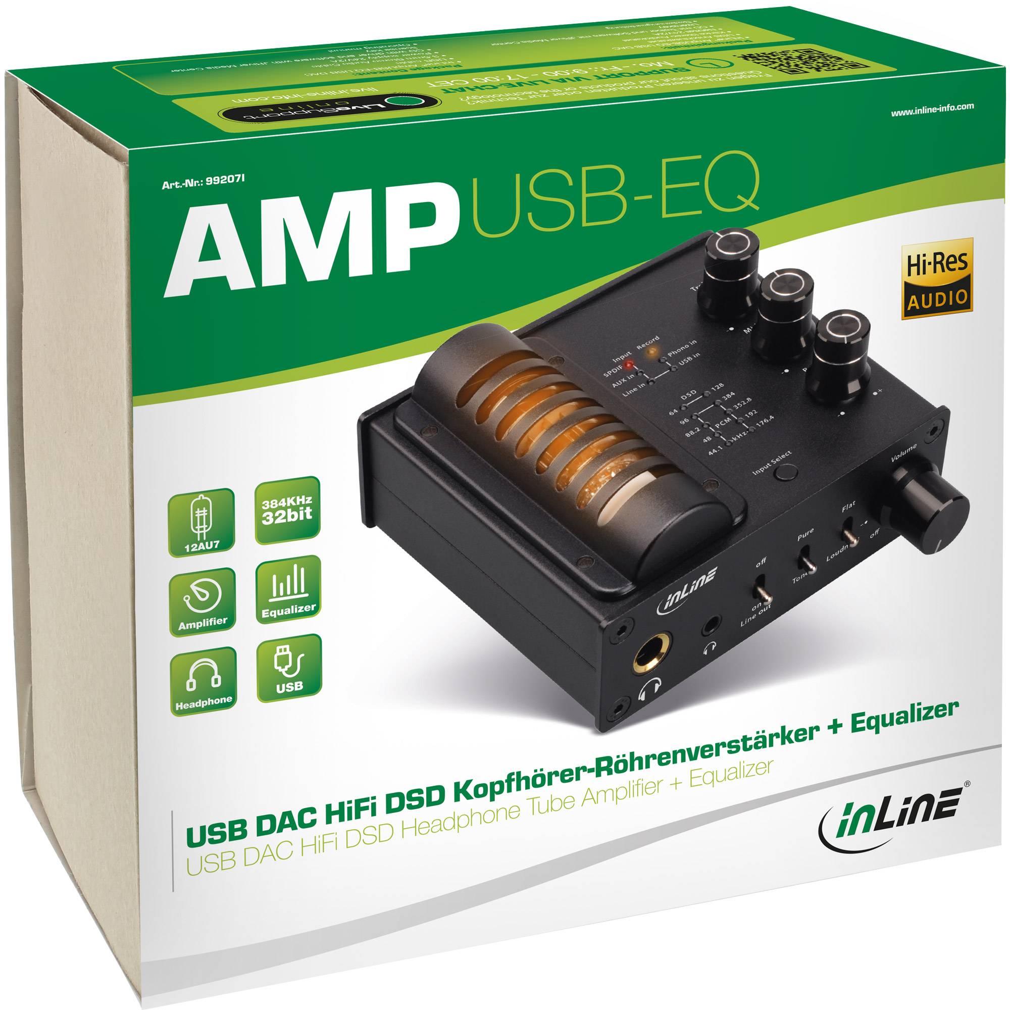 InLine® AmpUSB-EQ, Hi-Res DSD Kopfhörer-Röhrenverstärker+ Equalizer, USB DAC-4